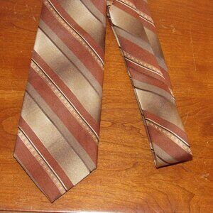 2727 Collection Men's Brown Tie Made in USA Striped Casual